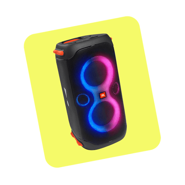 Speaker on yellow background