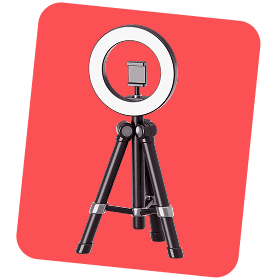 Ring light on red background